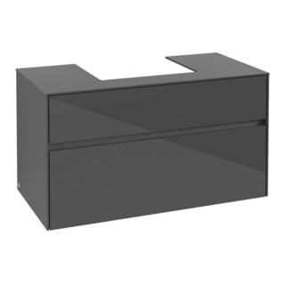 V&B Meuble sous lavabo Collaro 100x54,8x50cm, vasque centrale, gris brillant