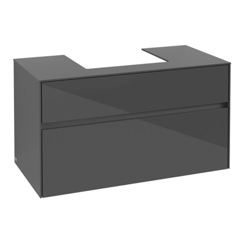 V&B Meuble sous lavabo Collaro 100x54,8x50cm, vasque centrale, gris brillant