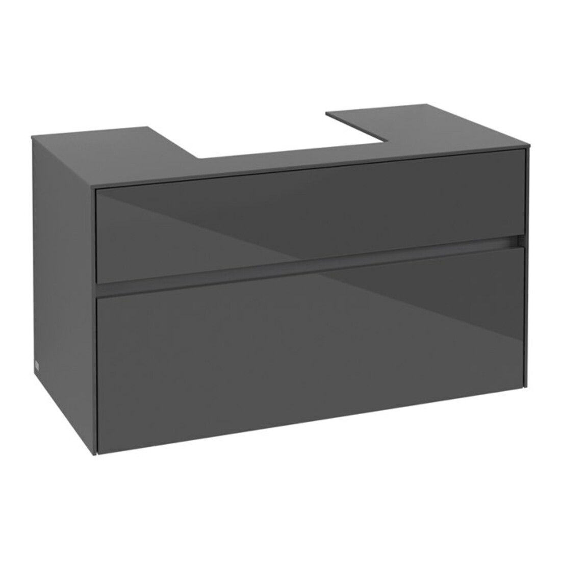 V&B Meuble sous lavabo Collaro 100x54,8x50cm, vasque centrale, gris brillant