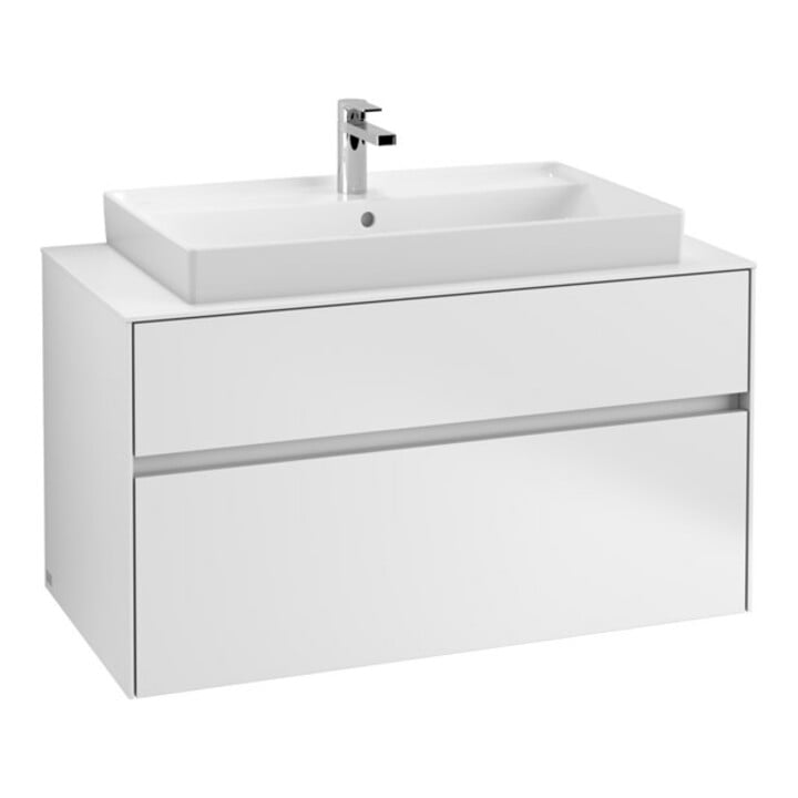 V&B Meuble sous lavabo Collaro 100x54,8x50cm, vasque centrée, blanc mat