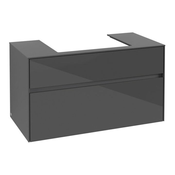 V&B Meuble sous lavabo Collaro 100x54,8x50cm, vasque centrée, gris brillant