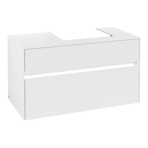 V&B Meuble sous lavabo Collaro 100x54,8x50cm, vasque droite, LED 7,3 W, blanc mat