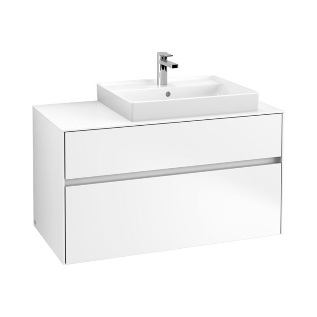 V&B Meuble sous lavabo Collaro 100x54,8x50cm, vasque droite, LED 7,3 W, blanc mat