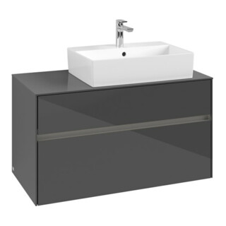 V&B Meuble sous-lavabo Collaro 100x54,8x50cm, vasque droite, LED 7,3 W, glo Gr
