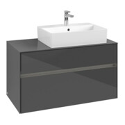 V&B Meuble sous-lavabo Collaro 100x54,8x50cm, vasque droite, LED 7,3 W, glo Gr