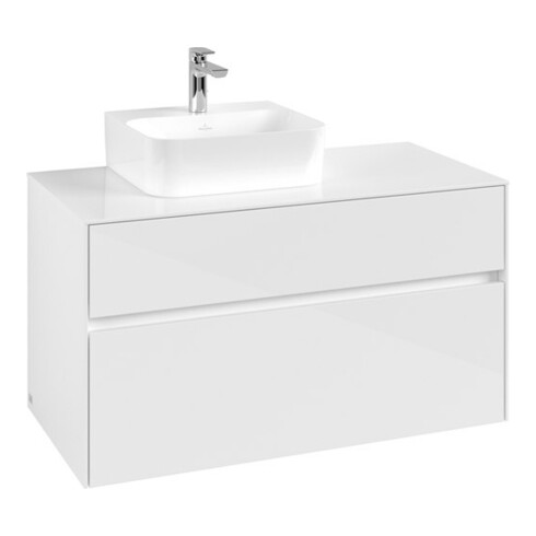 V&B Meuble sous lavabo Collaro 100x54,8x50cm, VG gauche, blanc brillant