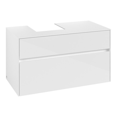 V&B Meuble sous lavabo Collaro 100x54,8x50cm, VG gauche, blanc brillant