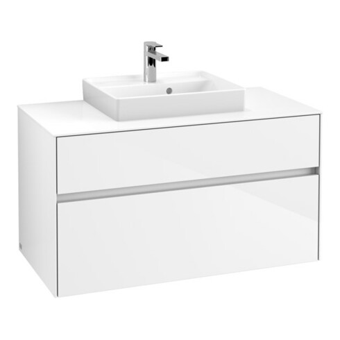 V&B Meuble sous lavabo Collaro 100x54,8x50cm, WT mi, LED 7,3 W, blanc brillant