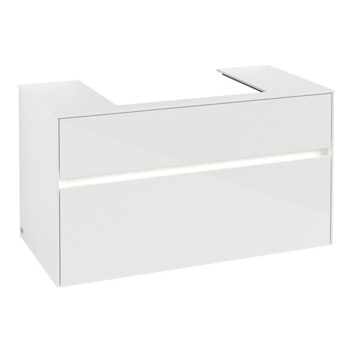 V&B Meuble sous lavabo Collaro 100x54,8x50cm, WT mi, LED 7,3 W, blanc brillant