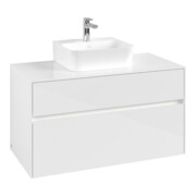 V&B Meuble sous lavabo Collaro 100x54,8x50cm, WT mi, LED 7,3 W, blanc brillant