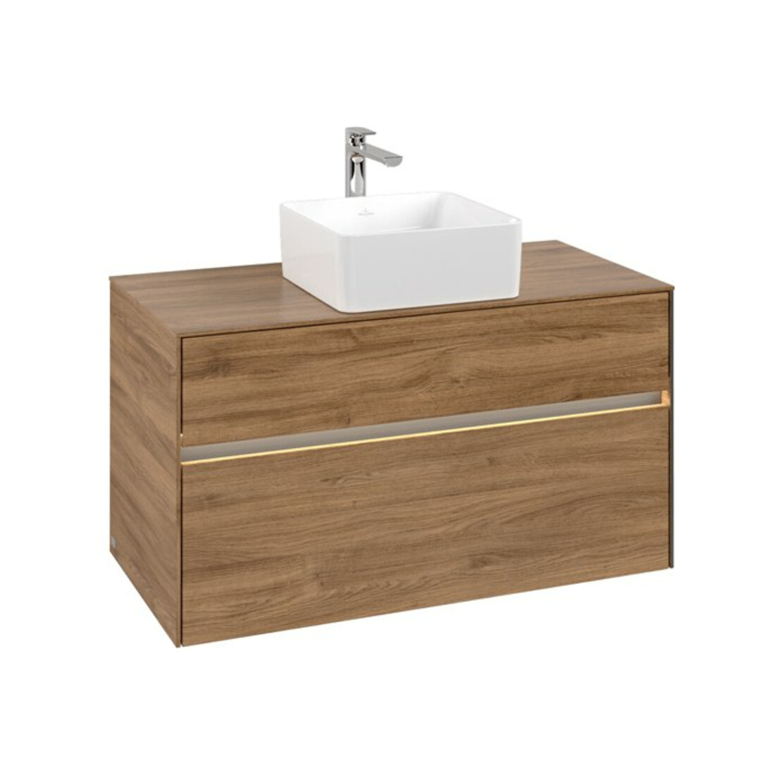 V&B Meuble sous-lavabo Collaro 100x54,8x50cm, WT mi, LED 7,3 W, Kan Oa