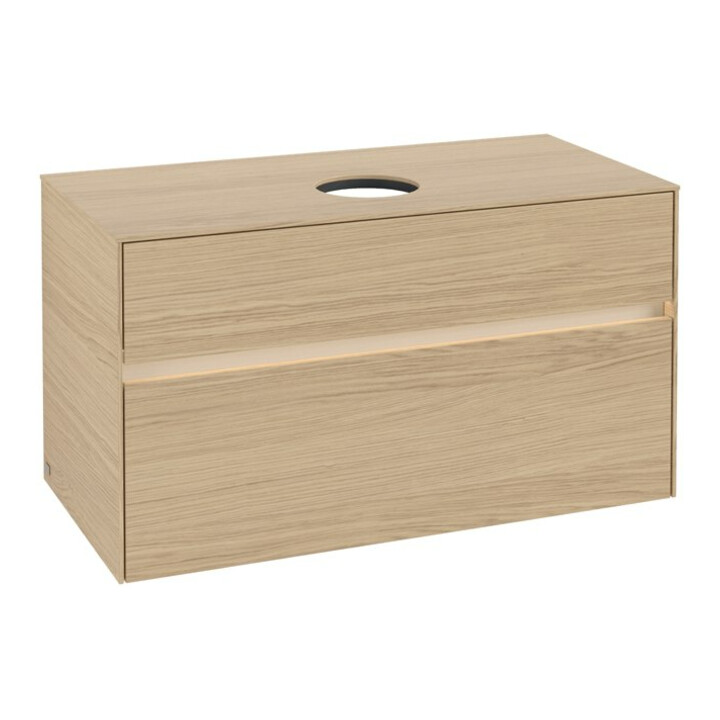 V&B Meuble sous-lavabo Collaro 100x54,8x50cm, WT mi, LED 7,3 W, Nord Oa