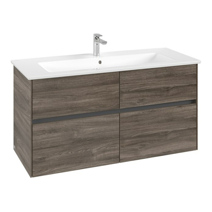 V&B Meuble sous lavabo Collaro 116,1x61x48 cm, vasque centrale, chêne pierre