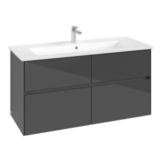 V&B Meuble sous lavabo Collaro 116,1x61x48cm, vasque centrale, gris brillant