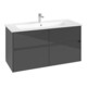 V&B Meuble sous lavabo Collaro 116,1x61x48cm, vasque centrale, gris brillant-1
