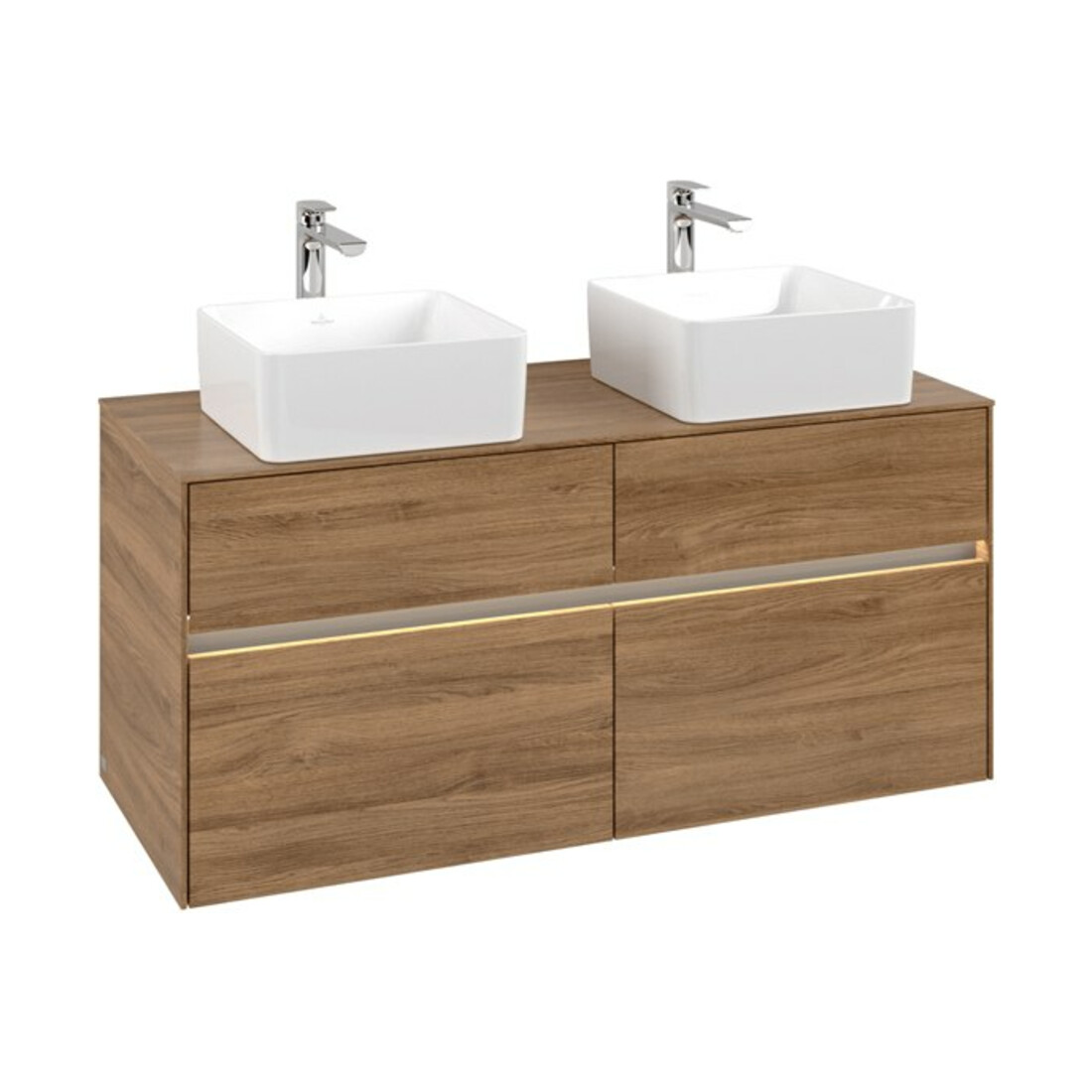 V&B Meuble sous lavabo Collaro 120x54,8x50 cm, 2 tiroirs, LED 8,8W, Kan Oa