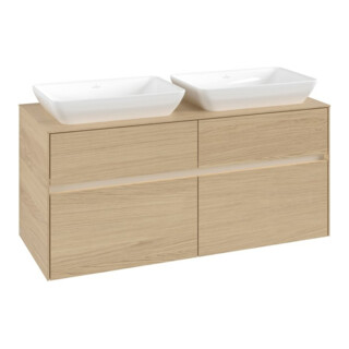 V&B Meuble sous lavabo Collaro 120x54,8x50 cm, 2 tiroirs, LED 8,8W, Nord Oa