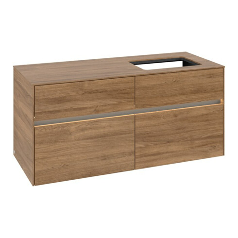 V&B Meuble sous lavabo Collaro 120x54,8x50 cm, droite, LED 8,8 W, Kan Oa