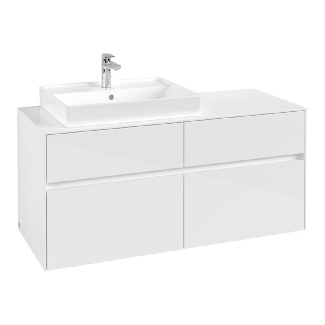 V&B Meuble sous lavabo Collaro 120x54,8x50 cm, évier gauche, blanc brillant