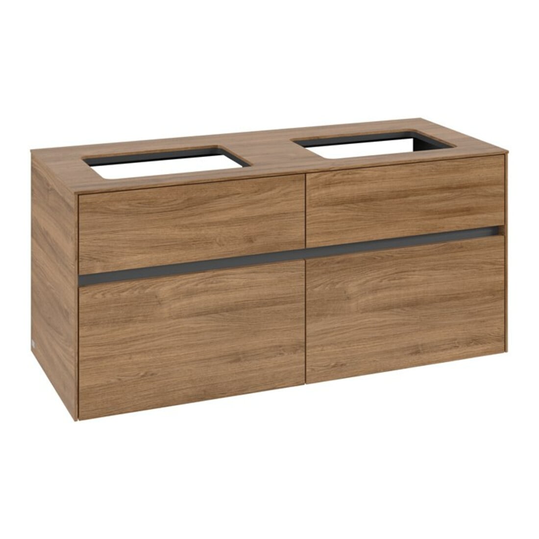 V&B Meuble sous lavabo Collaro 120x54,8x50 cm, f 2 tiroirs, chêne Kansas