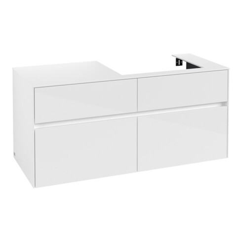 V&B Meuble sous-lavabo Collaro 120x54,8x50 cm, lavabo à droite, blanc brillant