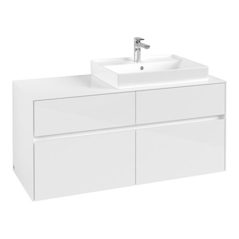 V&B Meuble sous-lavabo Collaro 120x54,8x50 cm, lavabo à droite, blanc brillant