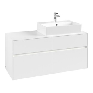 V&B Meuble sous lavabo Collaro 120x54,8x50 cm, lavabo droit, LED 8,8 W, blanc mat