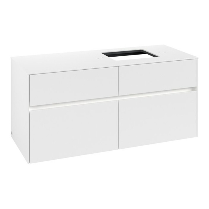 V&B Meuble sous lavabo Collaro 120x54,8x50 cm, lavabo droit, LED 8,8 W, blanc mat