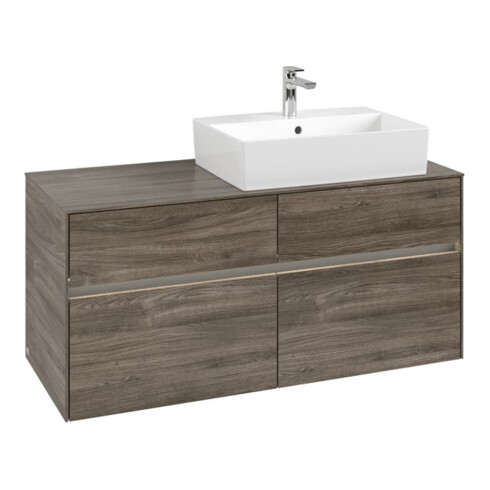 V&B Meuble sous lavabo Collaro 120x54,8x50 cm, lavabo droite, LED 8,8 W, st. Oa