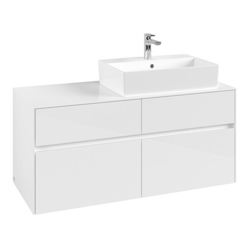 V&B Meuble sous-lavabo Collaro 120x54,8x50 cm, LV droite, blanc brillant