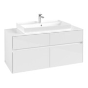 V&B Meuble sous lavabo Collaro 120x54,8x50 cm, vasque centrale, blanc brillant