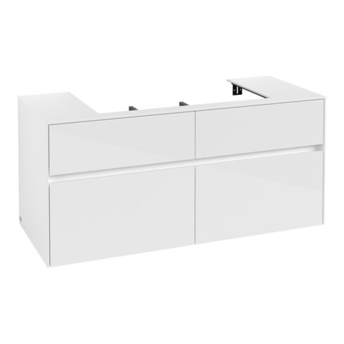 V&B Meuble sous lavabo Collaro 120x54,8x50 cm, vasque centrale, blanc brillant