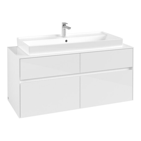 V&B Meuble sous-lavabo Collaro 120x54,8x50 cm, vasque centrale, blanc brillant