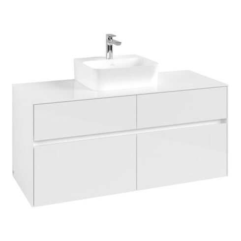 V&B Meuble sous-lavabo Collaro 120x54,8x50 cm, vasque centrale, blanc brillant