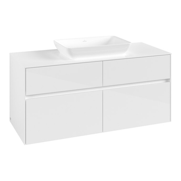 V&B Meuble sous-lavabo Collaro 120x54,8x50 cm, vasque centrale, blanc brillant