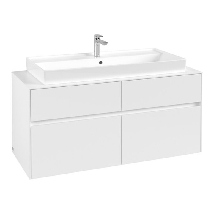 V&B Meuble sous-lavabo Collaro 120x54,8x50 cm, vasque centrale, blanc mat