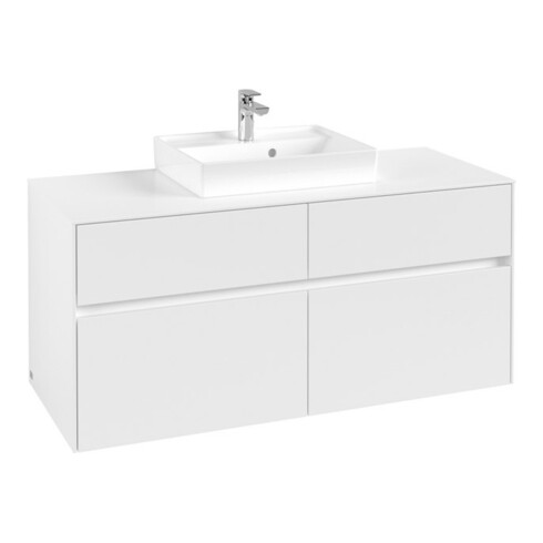 V&B Meuble sous lavabo Collaro 120x54,8x50 cm, vasque centrale, blanc mat