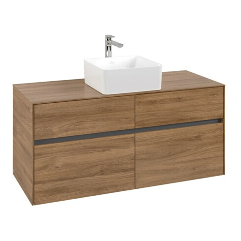 V&B Meuble sous lavabo Collaro 120x54,8x50 cm, vasque centrale, chêne Kansas