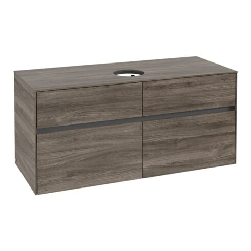 V&B Meuble sous lavabo Collaro 120x54,8x50 cm, vasque centrale, chêne pierre