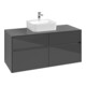 V&B Meuble sous lavabo Collaro 120x54,8x50 cm, vasque centrale, gris brillant-1