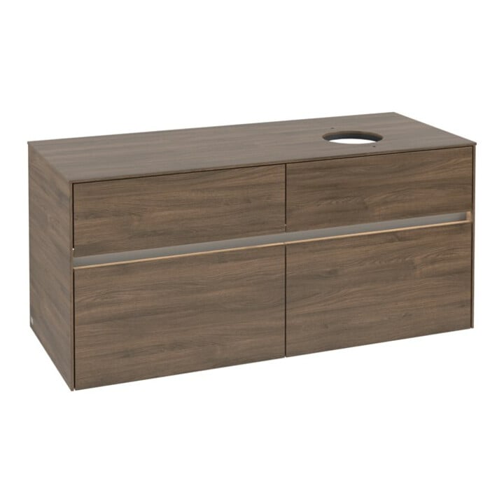 V&B Meuble sous-lavabo Collaro 120x54,8x50 cm, vasque droite, LED 8,8 W, Ariz. Oa