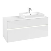 V&B Meuble sous-lavabo Collaro 120x54,8x50 cm, vasque droite, LED 8,8 W, blanc brillant