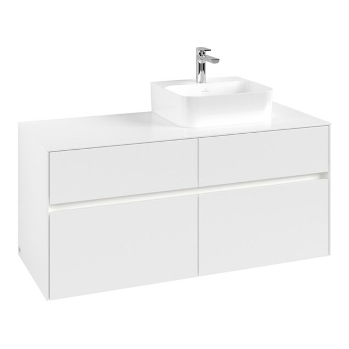 V&B Meuble sous lavabo Collaro 120x54,8x50 cm, vasque droite, LED 8,8 W, blanc mat