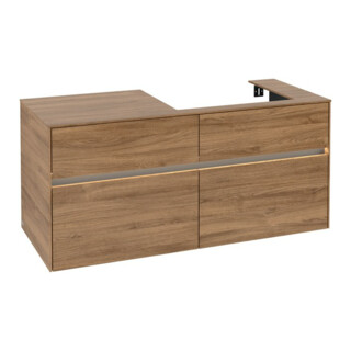 V&B Meuble sous lavabo Collaro 120x54,8x50 cm, vasque droite, LED 8,8 W, Kan Oa