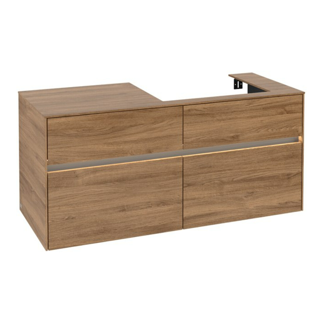 V&B Meuble sous lavabo Collaro 120x54,8x50 cm, vasque droite, LED 8,8 W, Kan Oa
