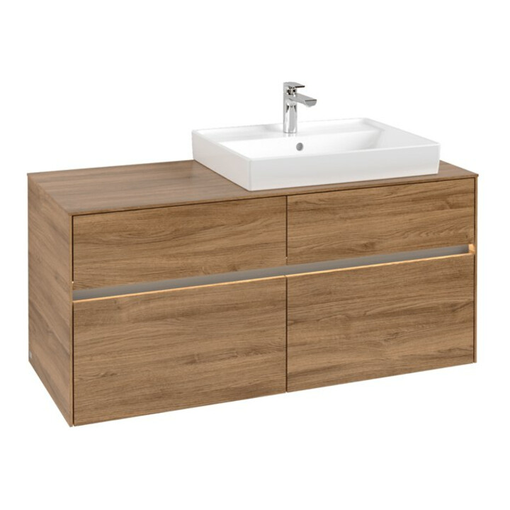 V&B Meuble sous lavabo Collaro 120x54,8x50 cm, vasque droite, LED 8,8 W, Kan Oa