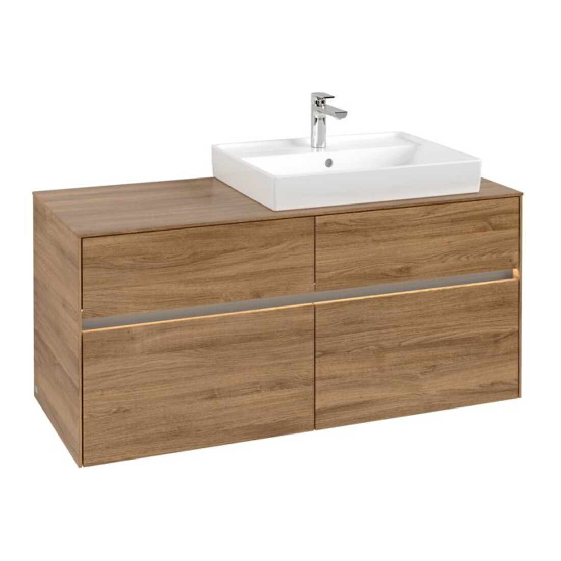 V&B Meuble sous lavabo Collaro 120x54,8x50 cm, vasque droite, LED 8,8 W, Kan Oa