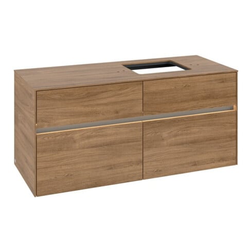 V&B Meuble sous lavabo Collaro 120x54,8x50 cm, vasque droite, LED 8,8 W, Kan Oa
