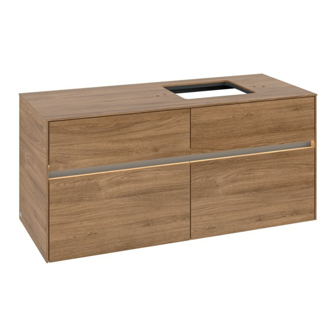 V&B Meuble sous lavabo Collaro 120x54,8x50 cm, vasque droite, LED 8,8 W, Kan Oa
