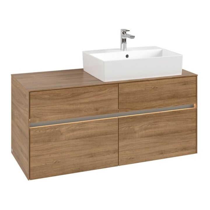 V&B Meuble sous lavabo Collaro 120x54,8x50 cm, vasque droite, LED 8,8 W, Kan Oa